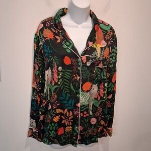 Karen Mabon Size M Silk Forest Wolf Print Pj Top
